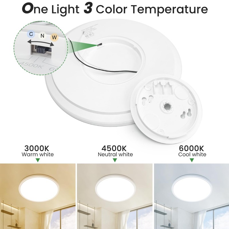 hepside 12Inch Flush Mount Light Fixture White, 28Watt, Dimmable &