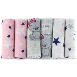 Muslin Cloths - Muslin Nappies - Pack of 6, 70 x 80 cm - Baby Burp Cloths