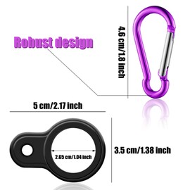 Boao 5 Sets Silicone Water Bottle Carrier with 5 Pieces Keychain Clip Key Ring Clip for Outdoor Activities or Daily Use (Black, Silver, Yellow, Purple and Green)