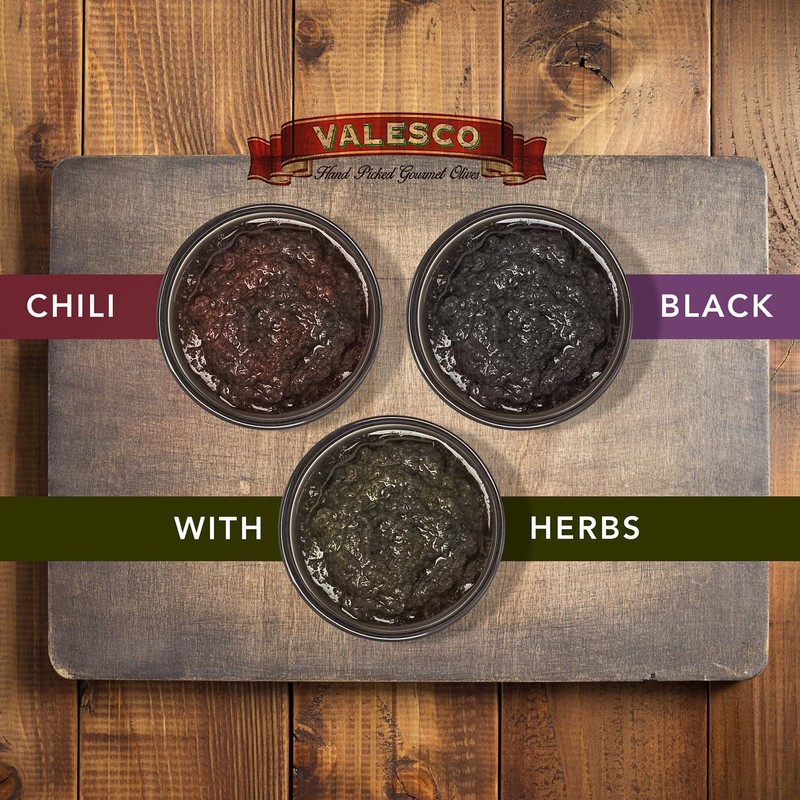 VALESCO Olive Tapenade Variety Pack - Spicy, Herb, and Black