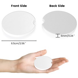 Sublimation Blanks Car Coasters, 50pcs Absorbent Ceramic Car Cupholder Coasters with A Finger Notch for Easy Removal, Keep Vehicle Free from Cold Drink Sweat, Stain and Spill (White-Light x 50 Pcs)