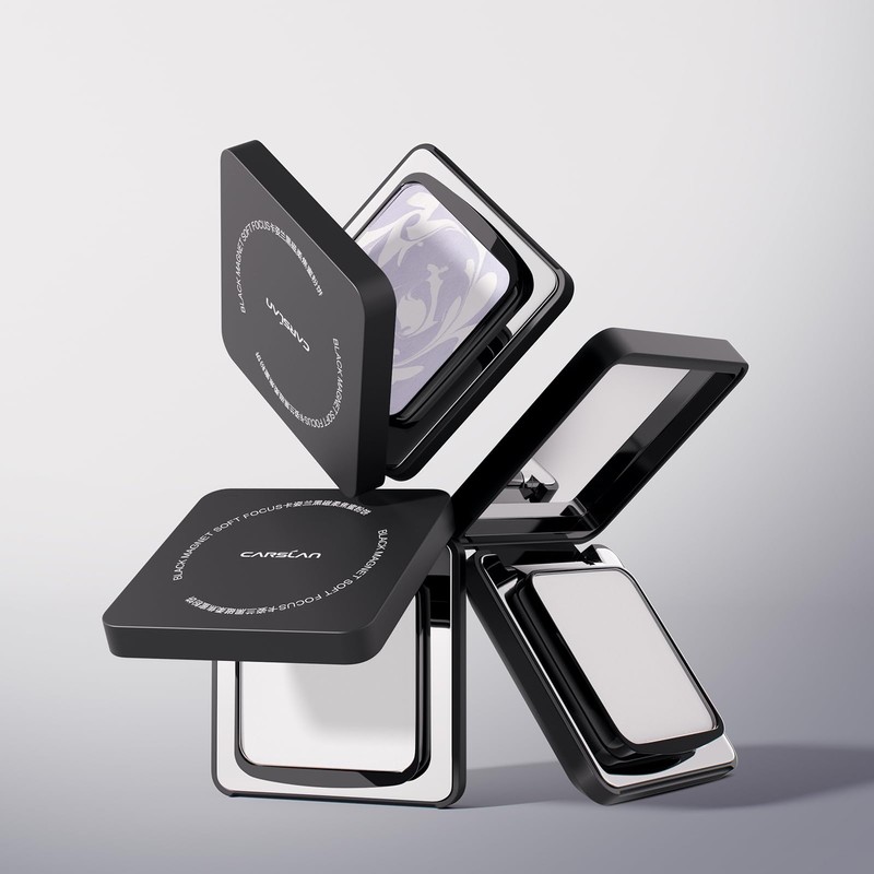CARSLAN 2.0 Black Magnet Soft Focus Powder, Waterproof Translucent Pressed