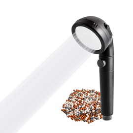 Original StoneStream® EcoPower High Pressure Matte Black Shower Head - Spa Like Ionic Filter to Soften Water, Increase Pressure & Save Water- Mineral Stones Filter Shower head With 3 Spray Settings