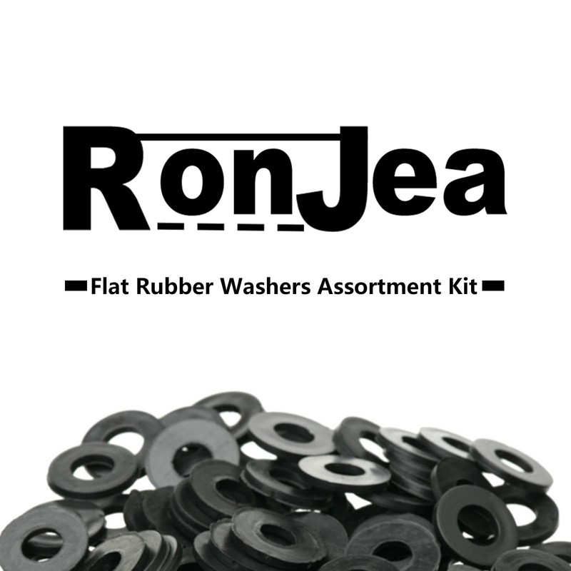RonJea 200 Pcs Flat Rubber Washers Assortment Kit: Black Rubber