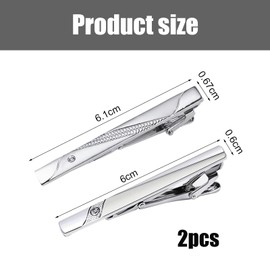 DHWEKU Pack of 2 Tie Clips for Men, Tie Clip, Tie Clip, Tie Clip, Silver for Valentine's Day, Christmas, Wedding, Business, Bar and Everyday Use (Silver), Precious Metal, Precious metal