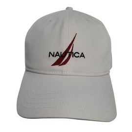 Nautica Men Adjustable Logo Hat Cap (US, Alpha, One Size, White (Red/Dark Logo))