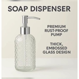 Casafoyer 15oz Glass Soap Dispenser with Rust Proof Pump, Refill Kitchen Soap Dispenser