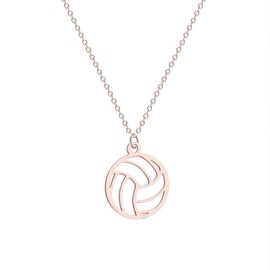 NOUMANDA Fashion Geometric Elements Volleyball Necklace Cut Metal Hollow Ball Pendant Sports Jewelry Gifts (rose gold)