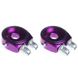 2 x Oil Filter Sandwich Plate, AN8 Oil Filter Tools, Universal Oil Filter Sandwich Plate, Plate Adapter Set, Aluminum Oil Filter Cooling Plate Adapter (Purple)