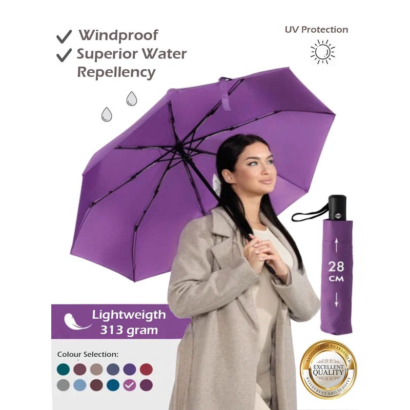 Windproof Travel Umbrella - Compact, Light, Full Automatic Open/Close -