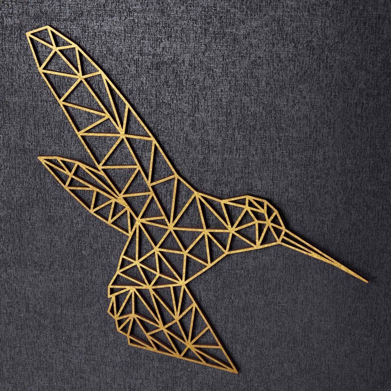 GRAVURZEILE 3D Wooden Origami Decoration - Hummingbird Design - Modern