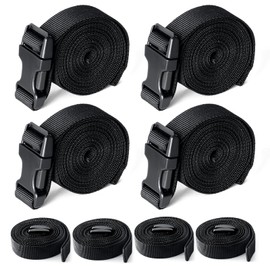 Cerumute Boat Cover Straps, Adjustable Buckle Straps 1" x 96" Heavy Duty Durable Webbing Strap with Quick Release Buckles and Clips, 8 Pack Black