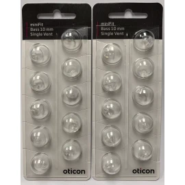 Oticon 2 Packs Oticon miniFit 10mm Bass Single Vent Domes For Hearing Aids. 20 Total.