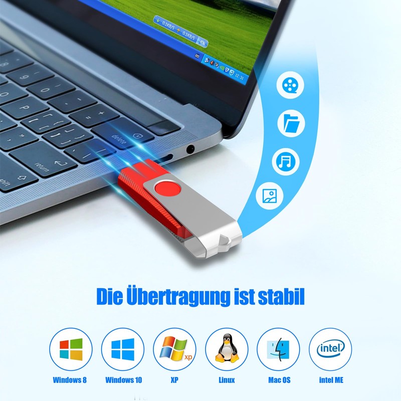 TEWENE USB Stick 8 GB Set of 5 USB Memory
