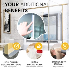 Weather Stripping Door Seal, Silicone Glass Shower Door Seal Strip, Sealing Sticker Sealing Tape for Door Draft Stopper Adhesive for Doors Windows and Shower Glass Gaps, Transparent, 45MM 16 Feet