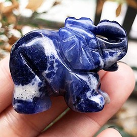 Ladeukoi Ladeukoi Handgeschnitzt Heilung Kristall Elefant Figuren, Glck Tasche Stein Tier Statue Skulptur Home Dekoration, Sodalite
