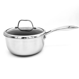 Cooksy 3.0 Quart Hexagon Surface Hybrid Stainless Steel Saucepan with Lid