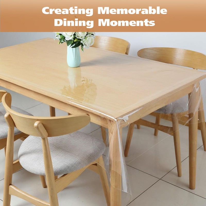 Incisite Clear PVC Table Cloth, Waterproof Wipe Clean Plastic Table