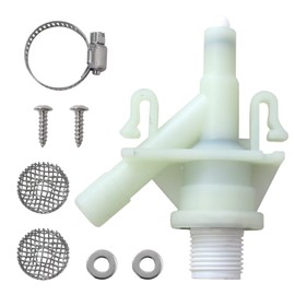 For RV Water Valve Replacement Kit for Pedal-Flush Toilets, Includes 2 Screws, 2 Stainless Mesh Filters and More Hardware