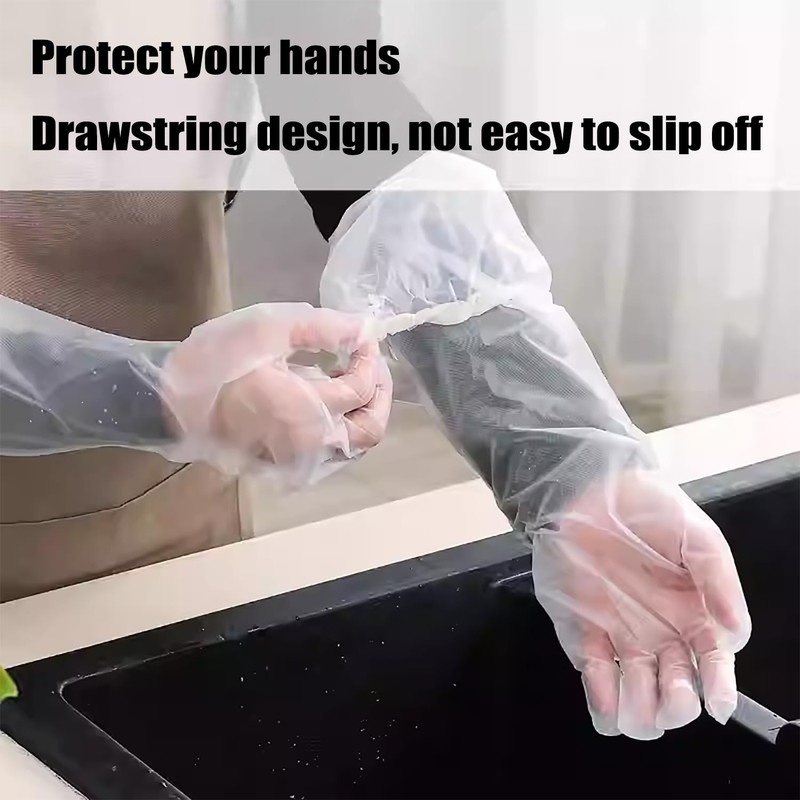 Generic Long Arm Gloves - 50 Pieces, 60cm, Transparent, Waterproof,