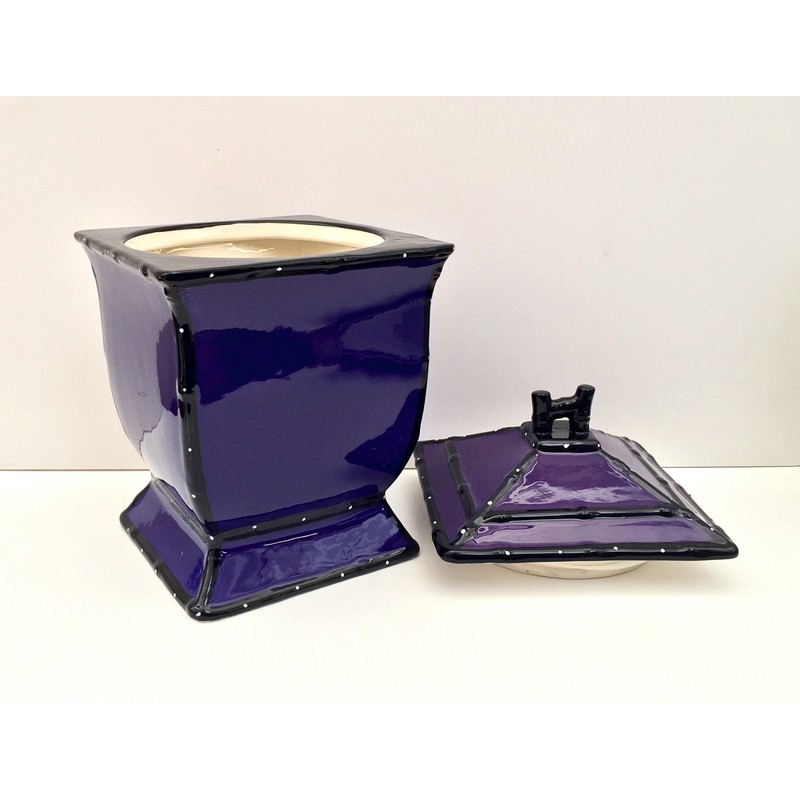 ACK Tuscany Hand Painted Ruffle Purple Cookie Jar, Ceramic Cookie
