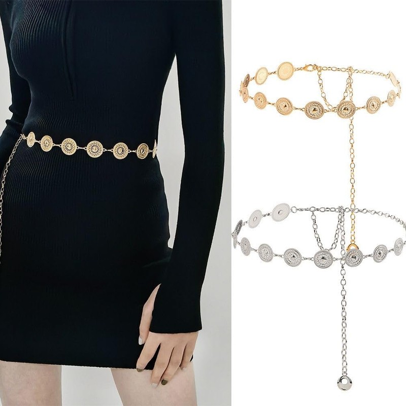 NEOREAL Metal Waist Chain Sun Flower Body Belly Belt Gold