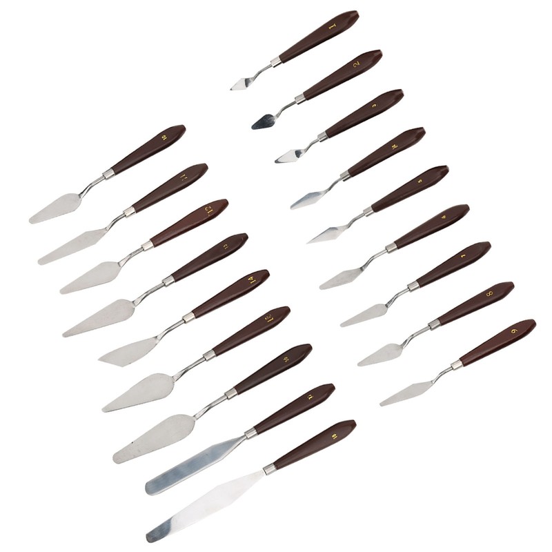 18Pcs Paint Scraper Knife Exquisite Plastic Handle Oil Painting Tool