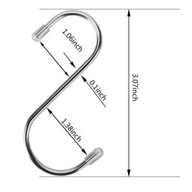 Siasky 10 Pcs S Hooks for Hanging, 3.07 Inch Heavy Duty Stainless Steel S Shaped S Hooks for Hanging Plants, Clothes, Pot, Pan, Cups (Silver)