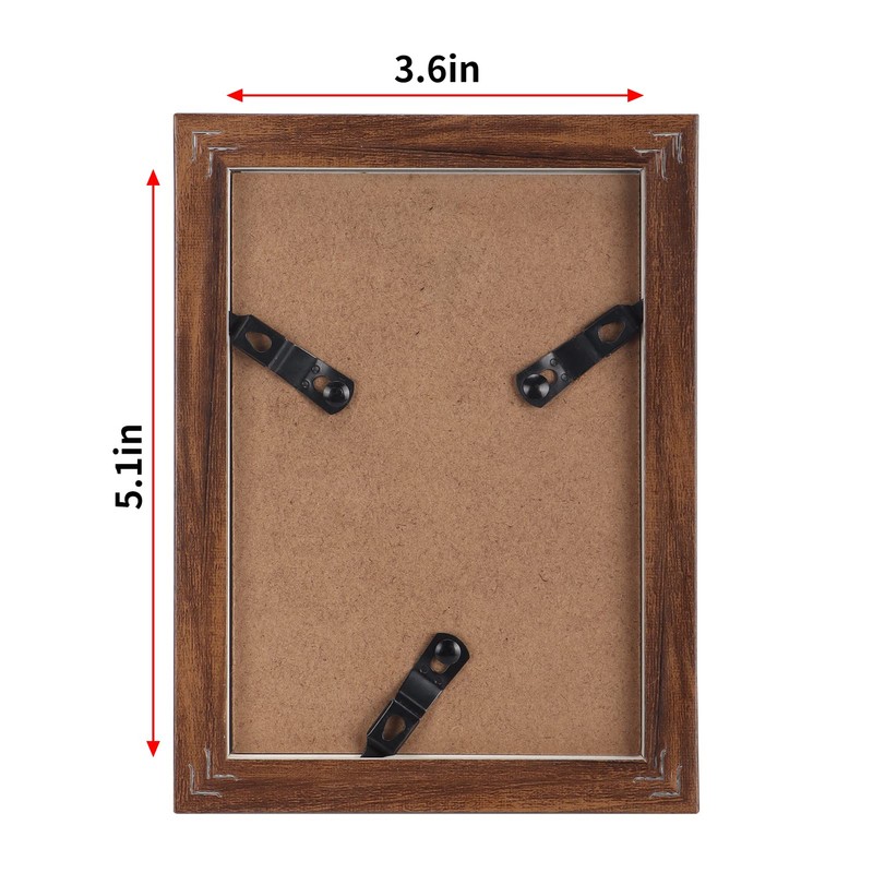 Lyeasw Double Hinged 3.5x5 Picture Frame, Rustic Two Opening 3.5