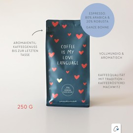 Odernichtoderdoch Coffee "Love Language", Whole Bean, 250 g, Espresso, Coffee Roastery, Design, Gift, Aroma Valve, with Zipper, Gift Set Coffee Lovers