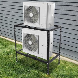 WUPYI Ground Stand for Mini Split Air Conditioners Heat Pump System,Double Levels Mini Split Support Bracket,Floor Stand Ground Mounting Bracket for 9000-18000 BTU (Black)