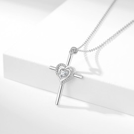 Cross Pendant Christianity Gifts Sterling Silver Cross Necklace Pendant The Christian Necklace Jewelry Religion Gifts for Friend Sister Female Women