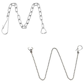 Pack of 2 Stainless Steel Toilet Handle Chain, Universal Toilet Flap Lifting Chain, Water Stop Plug Accessories for Home, Office, Hotel (Ring Chain + Ball Chain)