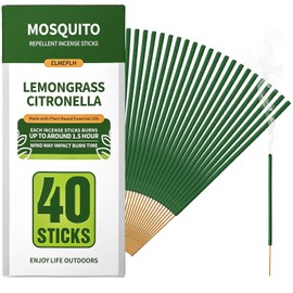 Mosquito Repellent Incense Sticks 40 Pieces per Box - Citronella Incense Sticks or Outdoor Patio/Citronella Oil/Lemongrass and Rosemary Oil/Made with Natural Based Essential