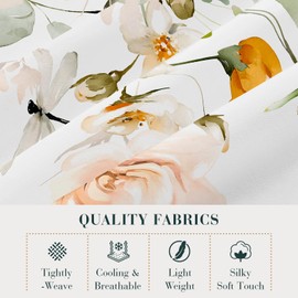 YIYEA King Size Sheets Set, Luxury 1800TC Hotel Quality Double Brushed Microfiber Floral Bed Sheets for King Size Bed, Extra Soft, Deep Pocket, Shrinkage and Fade Resistant, 4PC (King)