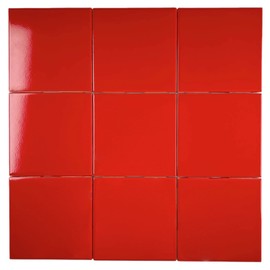 4 in Ceramic Tile 4.25 inch Gloss (Shinny) 4 1/4" Box of 10 Piece for Bathroom Wall and Kitchen Backsplash (Red) by Tenedos