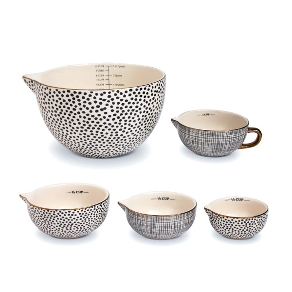 Unbranded Thyme & Table, 5-Piece Ceramic Mixing Bowl and Measuring