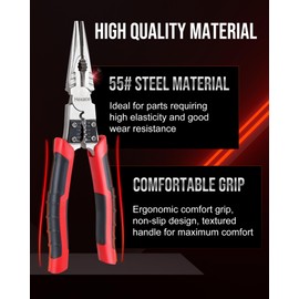 Hexace 3 Pcs Plier Set, Multi-Purpose Plier Set, Includes 8.5 Inch Linemans Plier, 9 Inch Needle Nose Plier and 7.5 Inch Diagonal Side Cutting Plier