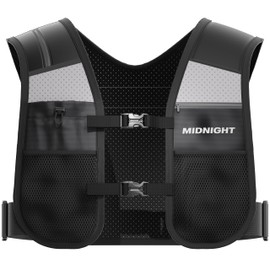 MIDNIGHT Water Resistant Running Vest - Reflective Vest for Running, 7 Pockets for Extra Storage, Lightweight Phone Holder for Men & Women