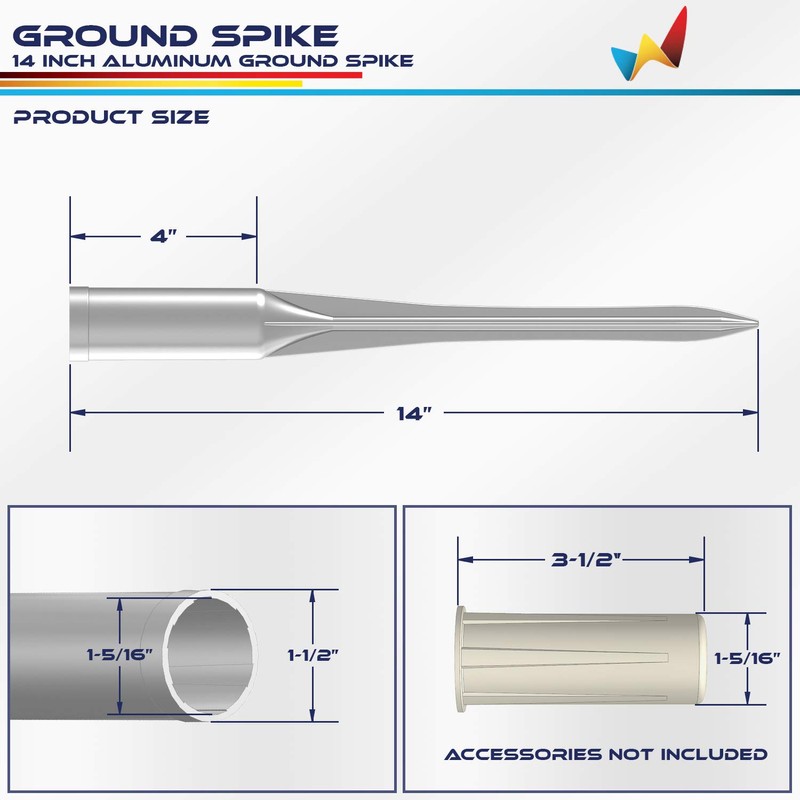 Windscreen4less Fence Post Anchor Ground Spikes 1-5/16'' ID Round Pole