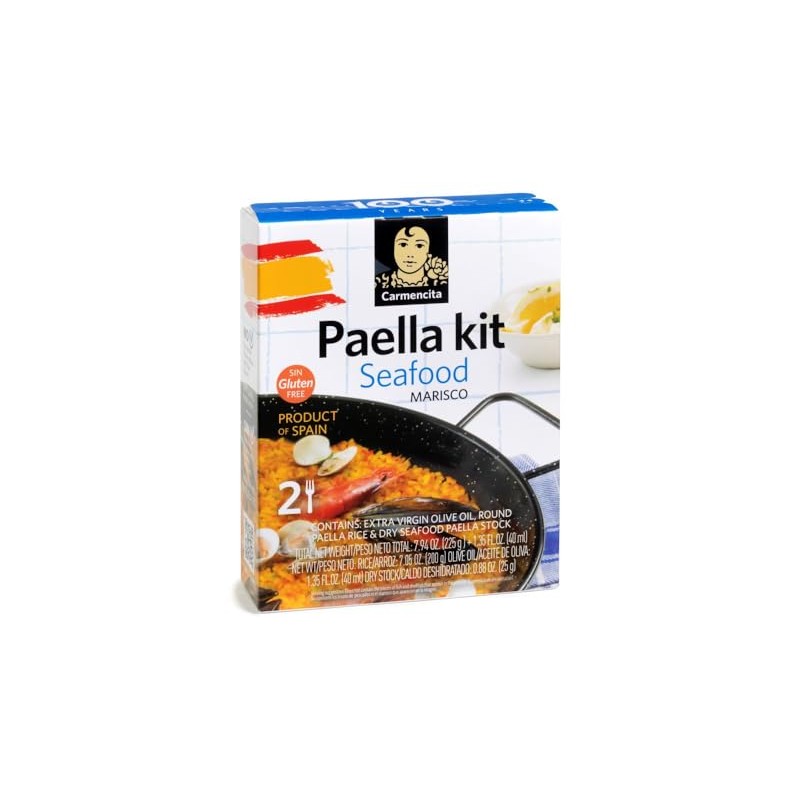 Carmencita. Seafood Paella Kit with Saffron. 255g (8.99oz). 2 servings.