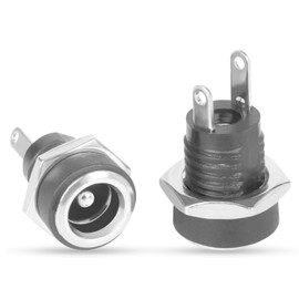 Lunpog DC Socket 5.5 x 2.1 mm 2-Pin DC Power Jack Socket DC Panel Socket DC Connector Pack of 6