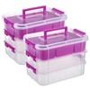 JUXYES 2Pack 3-Tiers Stack Carry Storage Box With Divided Tray,