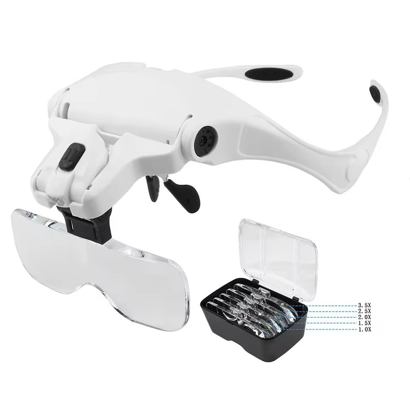 Headband Magnifying Glasses Illuminated Head Magnifier 1.0X 1.5X 2.0X 2.5X