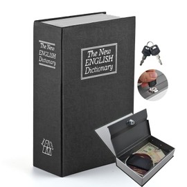 Book Safe with Combination Lock, ALLOMN Dictionary-Shaped Money Box Hidden Secret Security Lock-up Piggy Bank with Keys for Coins Cash Money Jewellery Hidden Safe
