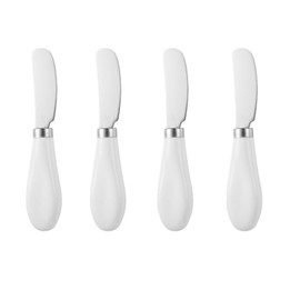 sweetfamily Butter Knife,4 Pcs Stainless Steel Butter Spreader Knife with White Porcelain Handle Wide Blade Cheese Spreader Used for Cheese,Cold Butter,Jam,5.2 Inch (4)