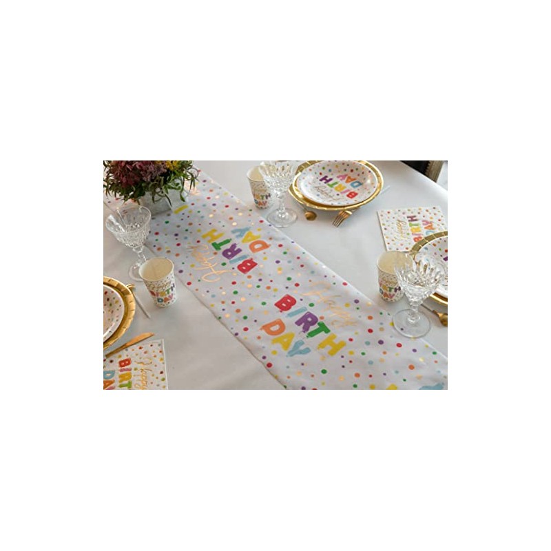 Happy Birthday Table Runner Colourful 30 cm x 5 m