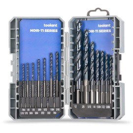 toolant Cobalt Drill Bit Set for Metal and Steel (Pro), Titanium Aluminum Nitride Coated (TiAlN) with Bullet Point Tip, for Hardened Metal, Stainless Steel, 21pcs 1/16"-1/2"