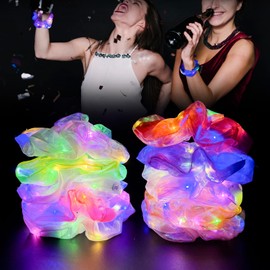 10 Pcs LED Mermaid Scrunchies for Women: Light UP Hair Scrunchies Rave Hair Accessories for Girls Glow in the Dark Party Supplies Sleepover Party Favors Festival Birthday Gift