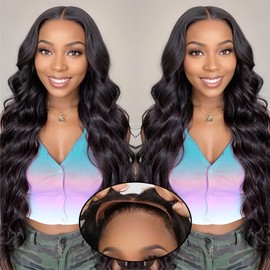 LNW Glueless Wigs Human Hair Pre Plucked Pre Cut 200 Density 5x5 HD Lace Closure Wigs Human Hair for Women Body Wave Lace Front Wigs for Beginners Ready to Go Wig (Natural Black Color, 34 Inch)